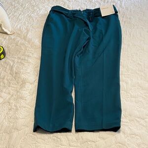 LOFT Teal Devin Slim Pants Belted